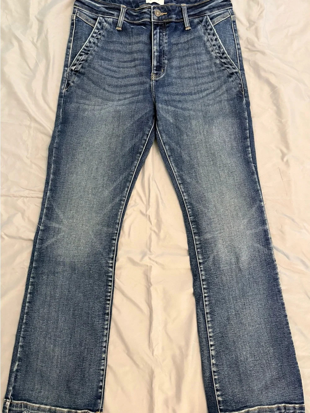 KanCan Delci Mid Rise Faded Blue Wide-Leg Jeans